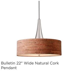 KENROY HOME Bulletin 3- Light Pendant with Natural Cork Shade *NIB*